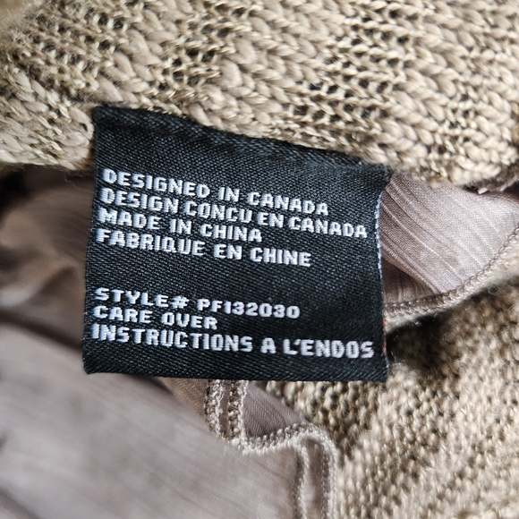 Waffle Knit Open Front Cardigan Ruffled Hem Neutral Size Small - Picture 10 of 10